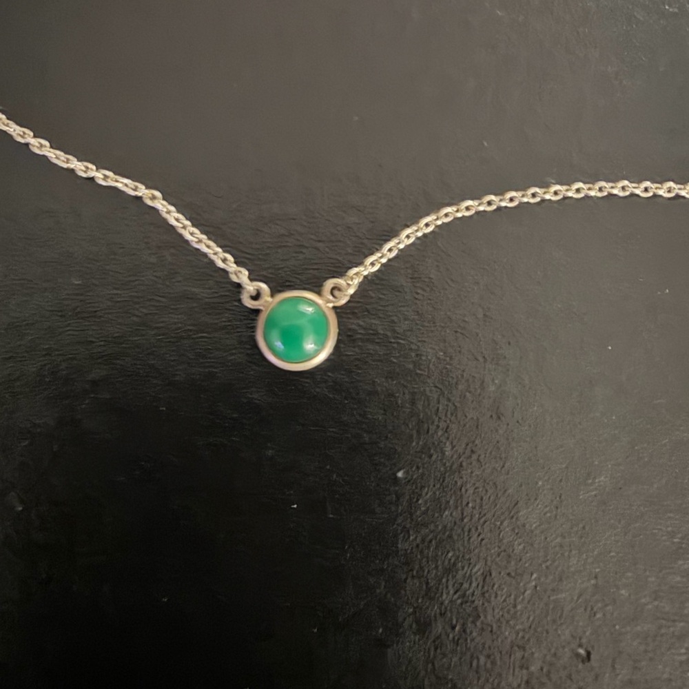 Tiffany & Co Elsa Peretti Colors By The Yard Green Jade Sterling Silver Necklace